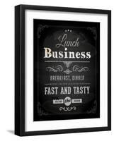 Chalkboard Business Lunch Poster, Typographic Design-Ozerina Anna-Framed Art Print