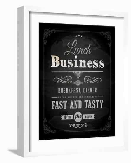 Chalkboard Business Lunch Poster, Typographic Design-Ozerina Anna-Framed Art Print