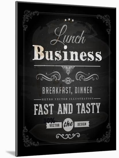 Chalkboard Business Lunch Poster, Typographic Design-Ozerina Anna-Mounted Art Print