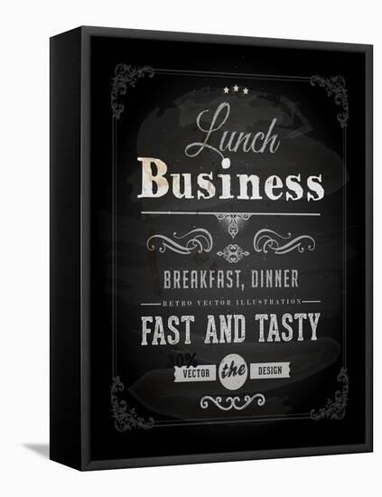 Chalkboard Business Lunch Poster, Typographic Design-Ozerina Anna-Framed Stretched Canvas