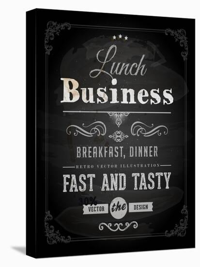 Chalkboard Business Lunch Poster, Typographic Design-Ozerina Anna-Stretched Canvas