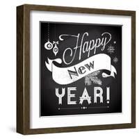 Chalkboard Happy New Year Doodles-Alisa Foytik-Framed Art Print