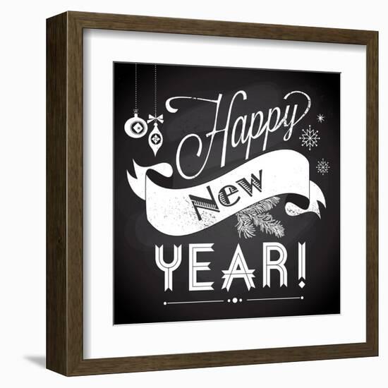 Chalkboard Happy New Year Doodles-Alisa Foytik-Framed Art Print