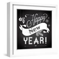 Chalkboard Happy New Year Doodles-Alisa Foytik-Framed Art Print