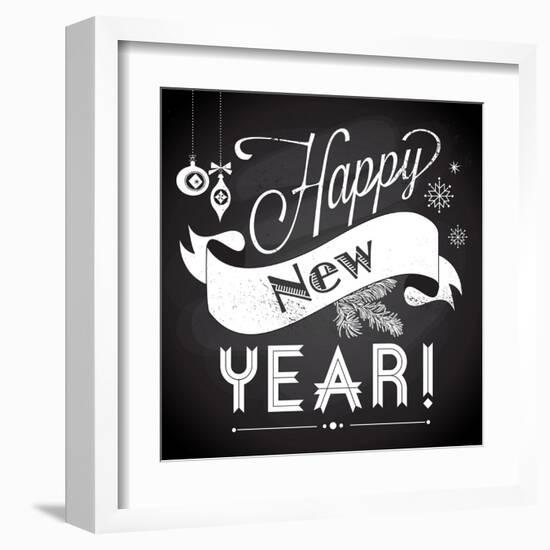 Chalkboard Happy New Year Doodles-Alisa Foytik-Framed Art Print