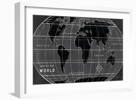 Chalkboard Map of the World-Sue Schlabach-Framed Art Print