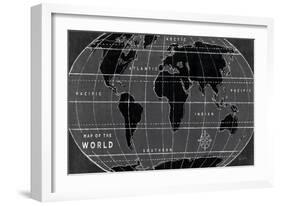 Chalkboard Map of the World-Sue Schlabach-Framed Art Print