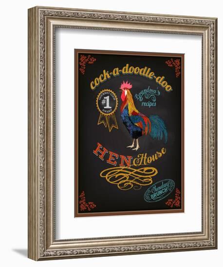 Chalkboard Poster for Chicken Restaurant-LanaN.-Framed Art Print