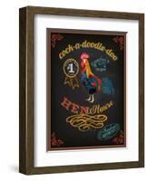 Chalkboard Poster for Chicken Restaurant-LanaN.-Framed Art Print