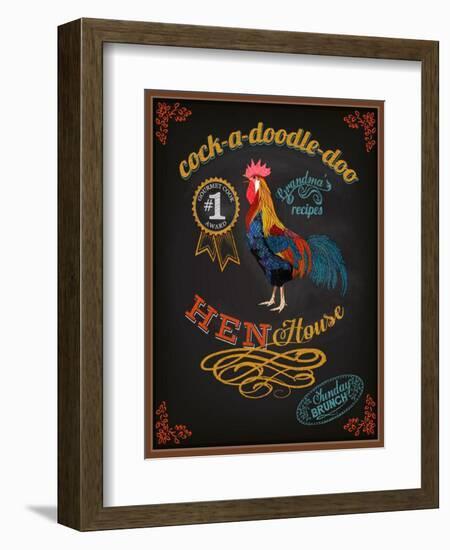 Chalkboard Poster for Chicken Restaurant-LanaN.-Framed Art Print