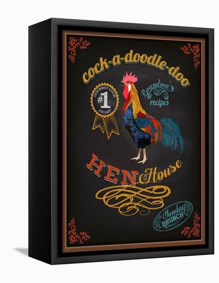 Chalkboard Poster for Chicken Restaurant-LanaN.-Framed Stretched Canvas