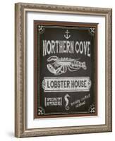 Chalkboard Poster for Seafood Restaurant-LanaN.-Framed Art Print