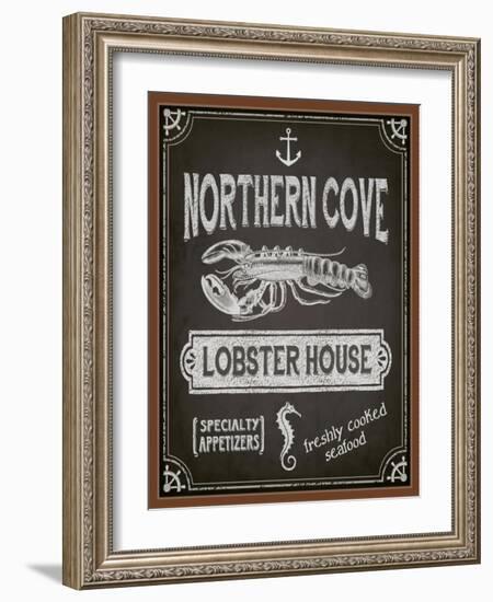 Chalkboard Poster for Seafood Restaurant-LanaN.-Framed Art Print