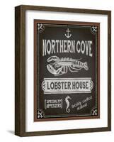 Chalkboard Poster for Seafood Restaurant-LanaN.-Framed Art Print