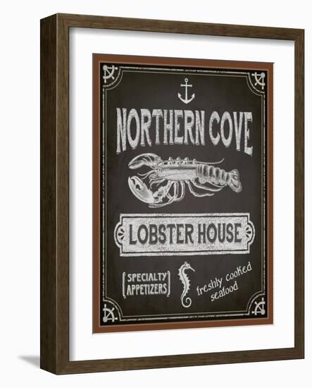 Chalkboard Poster for Seafood Restaurant-LanaN.-Framed Art Print