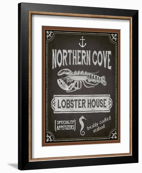 Chalkboard Poster for Seafood Restaurant-LanaN.-Framed Art Print