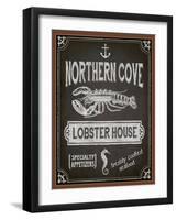 Chalkboard Poster for Seafood Restaurant-LanaN.-Framed Art Print