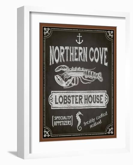 Chalkboard Poster for Seafood Restaurant-LanaN.-Framed Art Print