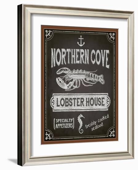 Chalkboard Poster for Seafood Restaurant-LanaN.-Framed Art Print