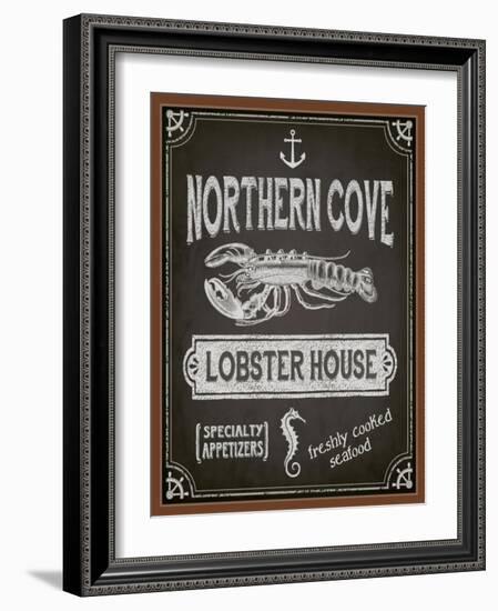 Chalkboard Poster for Seafood Restaurant-LanaN.-Framed Art Print