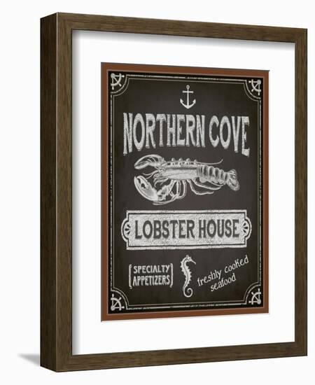 Chalkboard Poster for Seafood Restaurant-LanaN.-Framed Art Print