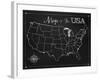 Chalkboard US Map-Tina Lavoie-Framed Giclee Print