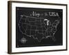 Chalkboard US Map-Tina Lavoie-Framed Giclee Print