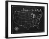 Chalkboard US Map-Tina Lavoie-Framed Giclee Print