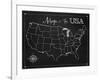 Chalkboard US Map-Tina Lavoie-Framed Giclee Print
