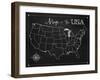 Chalkboard US Map-Tina Lavoie-Framed Giclee Print