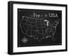 Chalkboard US Map-Tina Lavoie-Framed Giclee Print