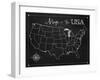 Chalkboard US Map-Tina Lavoie-Framed Giclee Print