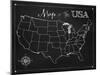 Chalkboard US Map-Tina Lavoie-Mounted Giclee Print