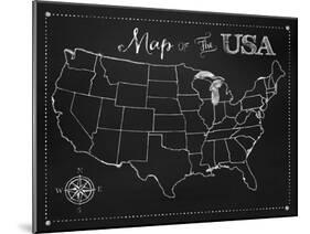 Chalkboard US Map-Tina Lavoie-Mounted Giclee Print