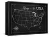 Chalkboard US Map-Tina Lavoie-Framed Stretched Canvas