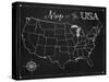 Chalkboard US Map-Tina Lavoie-Stretched Canvas