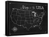 Chalkboard US Map-Tina Lavoie-Framed Stretched Canvas