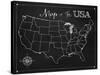 Chalkboard US Map-Tina Lavoie-Stretched Canvas