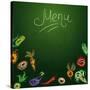 Chalkboard with Vegetables for Restaurant Menu-BerSonnE-Stretched Canvas