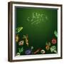 Chalkboard with Vegetables for Restaurant Menu-BerSonnE-Framed Premium Giclee Print