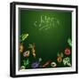 Chalkboard with Vegetables for Restaurant Menu-BerSonnE-Framed Premium Giclee Print