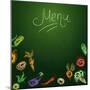 Chalkboard with Vegetables for Restaurant Menu-BerSonnE-Mounted Premium Giclee Print