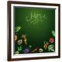 Chalkboard with Vegetables for Restaurant Menu-BerSonnE-Framed Art Print