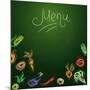 Chalkboard with Vegetables for Restaurant Menu-BerSonnE-Mounted Art Print