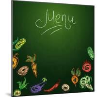 Chalkboard with Vegetables for Restaurant Menu-BerSonnE-Mounted Art Print