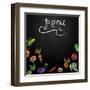 Chalkboard with Vegetables for Restaurant Menu-BerSonnE-Framed Art Print