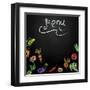 Chalkboard with Vegetables for Restaurant Menu-BerSonnE-Framed Art Print