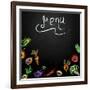 Chalkboard with Vegetables for Restaurant Menu-BerSonnE-Framed Art Print