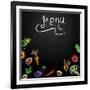 Chalkboard with Vegetables for Restaurant Menu-BerSonnE-Framed Art Print