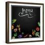 Chalkboard with Vegetables for Restaurant Menu-BerSonnE-Framed Art Print